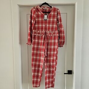Smash + Tess Remy Henley Romper Size XS in Red Plaid